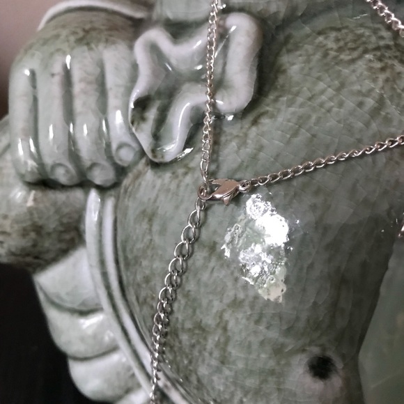 Long Silver Crystal Accent Necklace - Picture 4 of 4